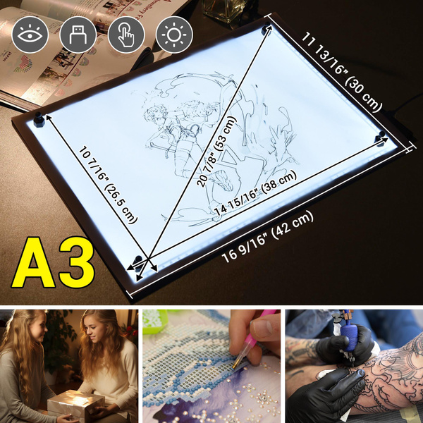 Yescom A3 19 Light Pad Diamond Painting Light Board Light Box for Tracing  Artist Drawing Sketching Animation with Paper